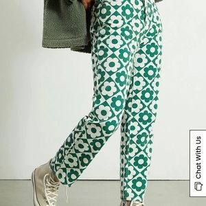 PacSun Green & White Daisy High Wasted Straight Leg Jeans